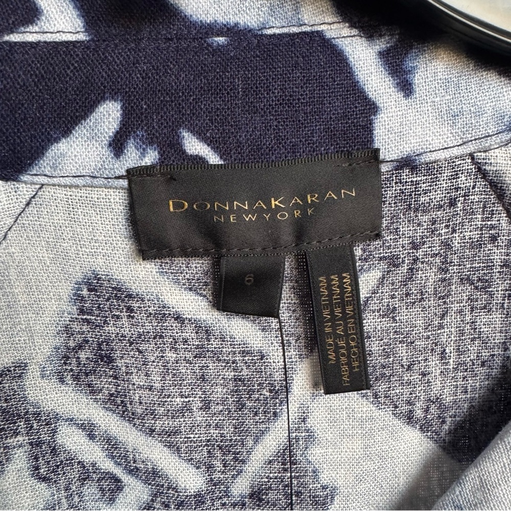NWT Donna Karan New York LINEN-BLEND PRINTED MIDI SHIRT DRESS Sz 6 - Picture 14 of 16